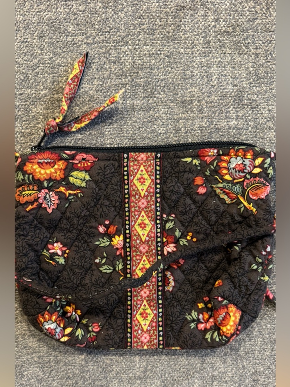 Vera Bradley Brown Floral Quilted Summer Crossbody Bag